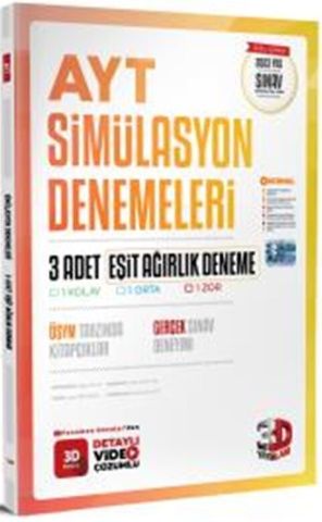 3D Yayınları AYT Eşit Ağırlık 3'lü Simülasyon Genel Deneme