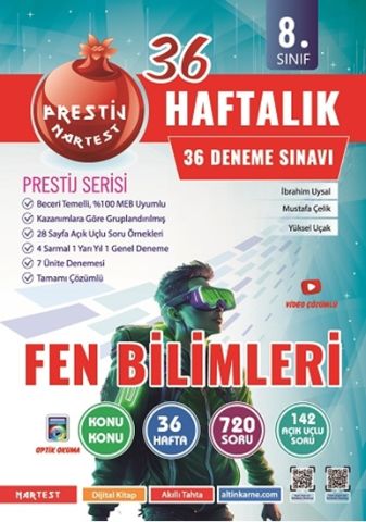 Nartest 8. Sınıf Haftalık Fen Bilimleri Denemeleri