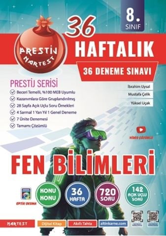 Nartest 8. Sınıf Haftalık Fen Bilimleri Denemeleri