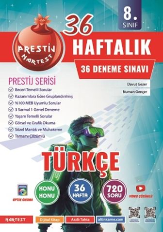 Nartest 8. Sınıf Haftalık Türkçe Denemeleri