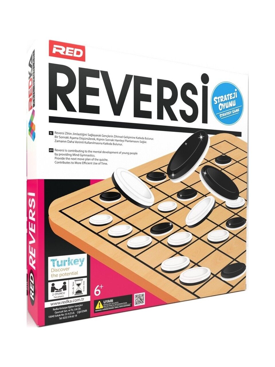 Redka Reversi Ahşap Strateji Oyunu – 8x8 Tahta, 64 Taş, 2 Kişilik, Aile ve Çocuklar İçin Eğlenceli Masa Oyunu
