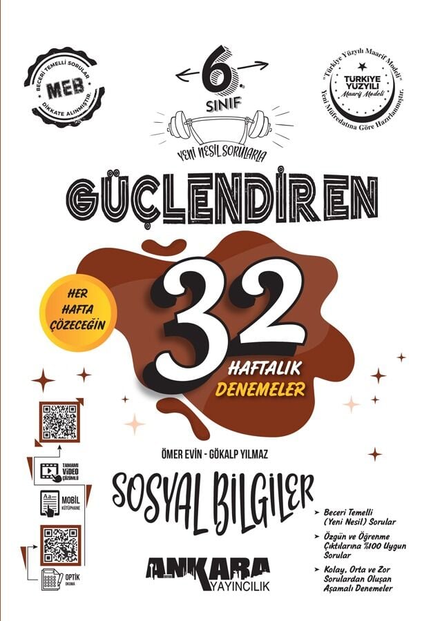 6. Sınıf Güçlendiren 32 Haftalık Sosyal Bilgiler Kazanım Denemeleri