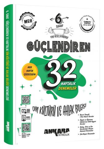 6. Sınıf Güçlendiren 32 Haftalık Din Kültürü ve Ahlak Bilgisi Kazanım Denemeleri