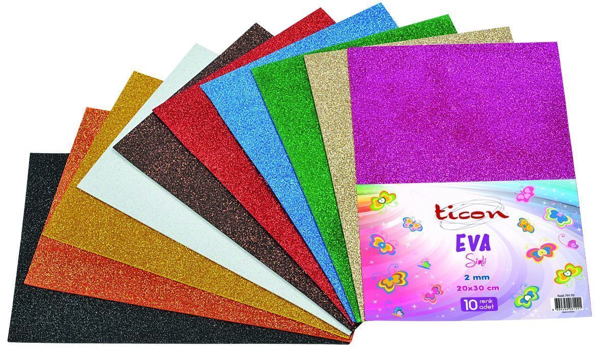 Ticon 2mm Simli Eva 20x30cm Karışık Renk 10 lu